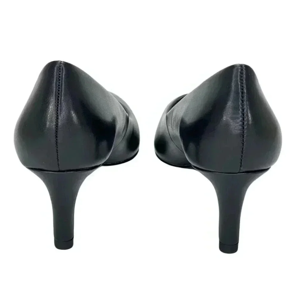 Easy Street Passion Black Faux Leather Womens Heels Size 5.5M